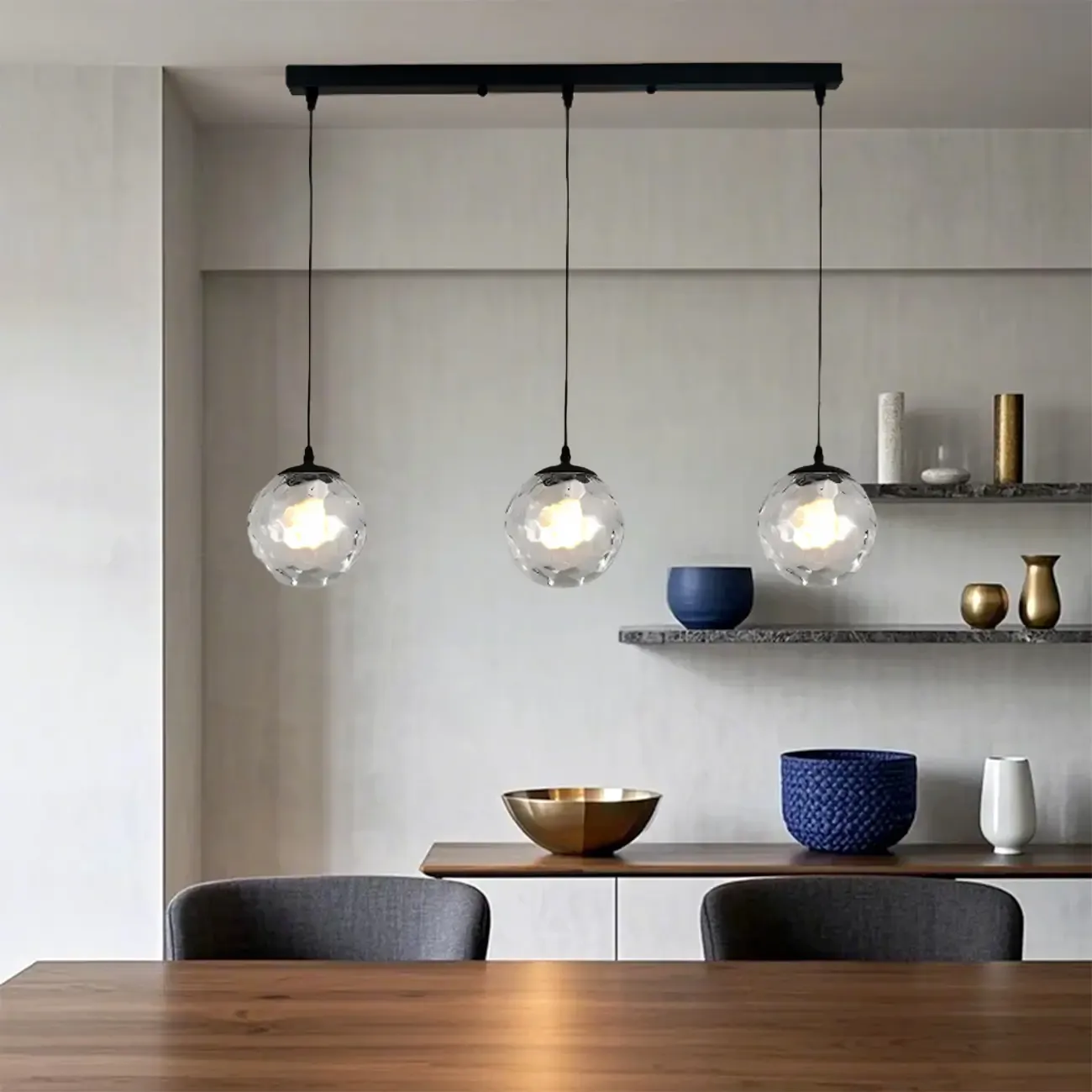 3 Lights Modern Glass Globe Island Pendant Light