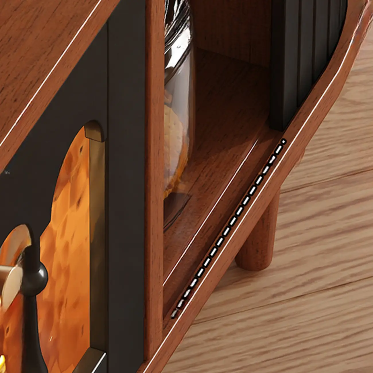 Warm Shaker Wood TV Stand with Cable Management & Light & 4-Cabinet/5 Cabinets/6 Cabinets