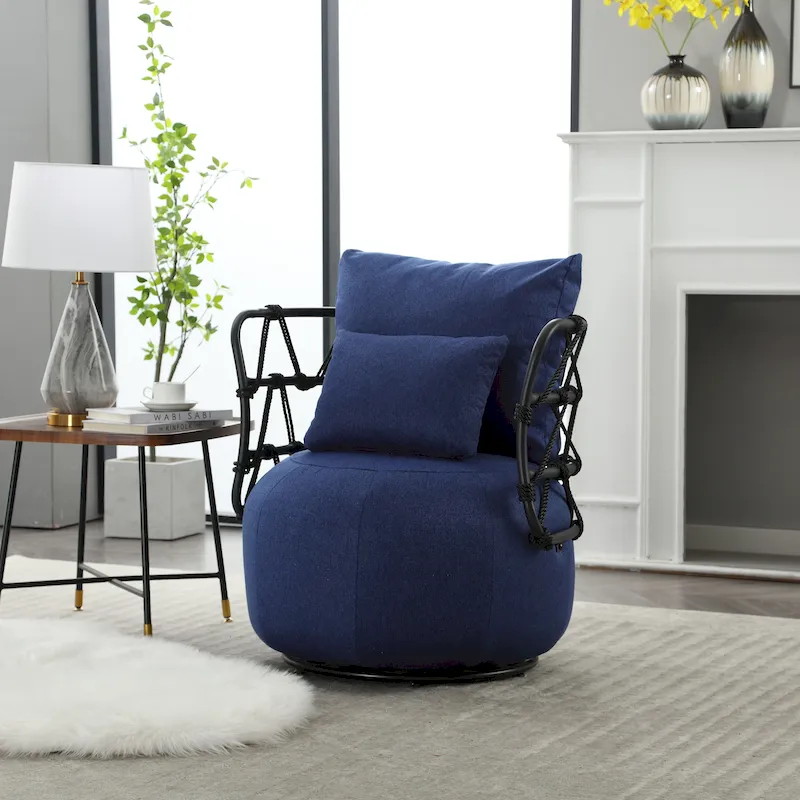 Upholstered Accent Chair with Metal Base
