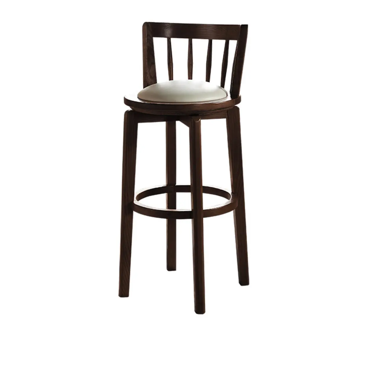 Mid-century Modern Wooden Swivel Bar Stool Upholstered