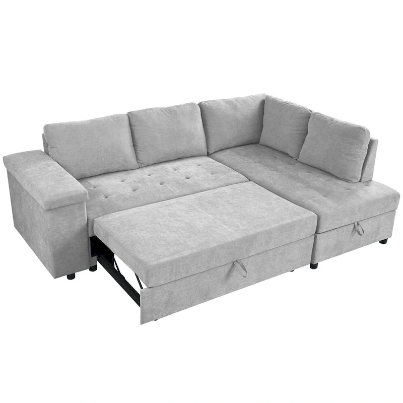 3-Seater Convertible Polyester Sofa Bed with Storage