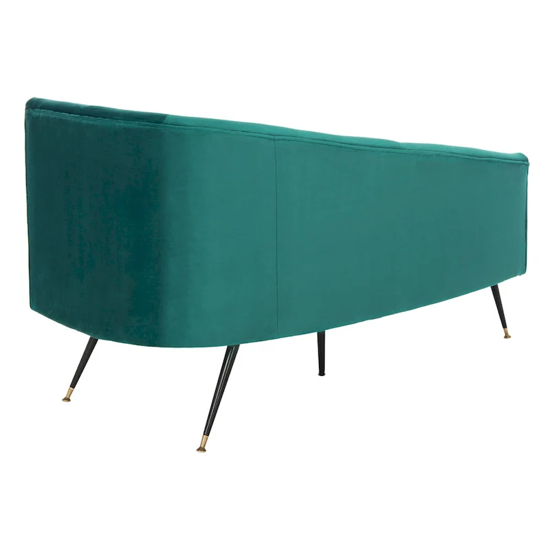 SAFAVIEH Helgrit Black/Gold Velvet Retro Glam Settee - 57.5  W x 27  D x 28  H - 58Wx27Dx28H