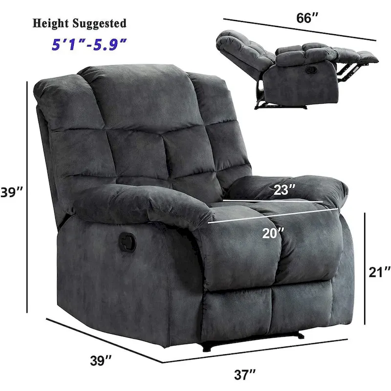 Manual Reclining Fabric Recliner and Single Sofa