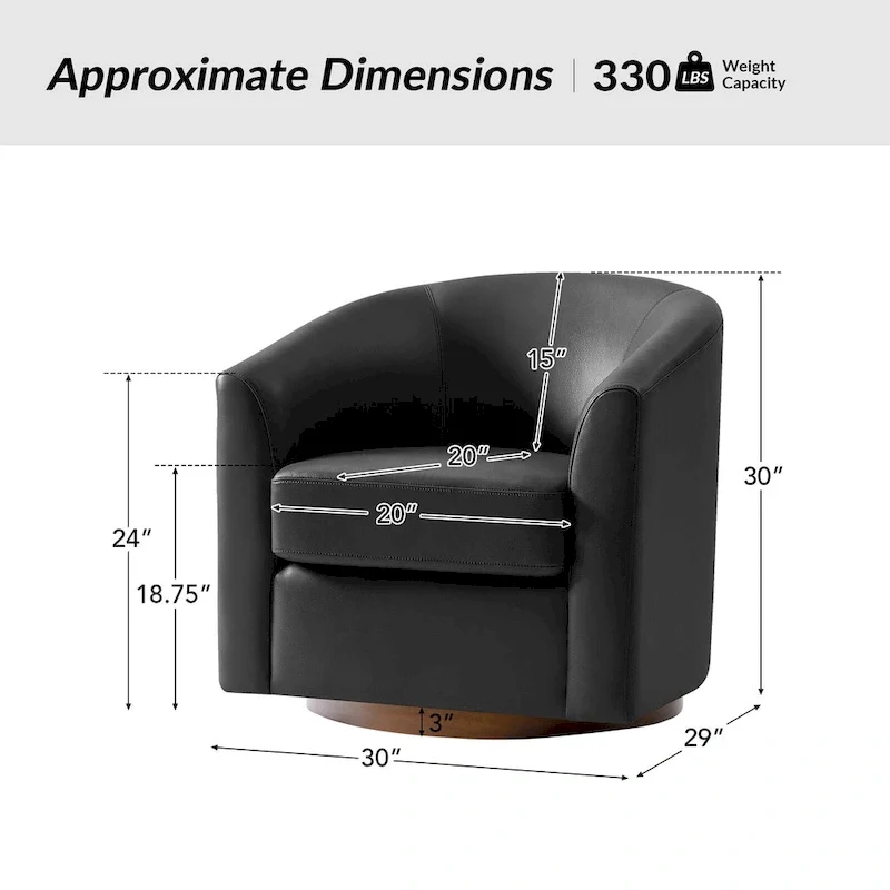 Swivel Barrel Chair, Modern Style, Genuine Leather – Brown / Sage / Camel, Single