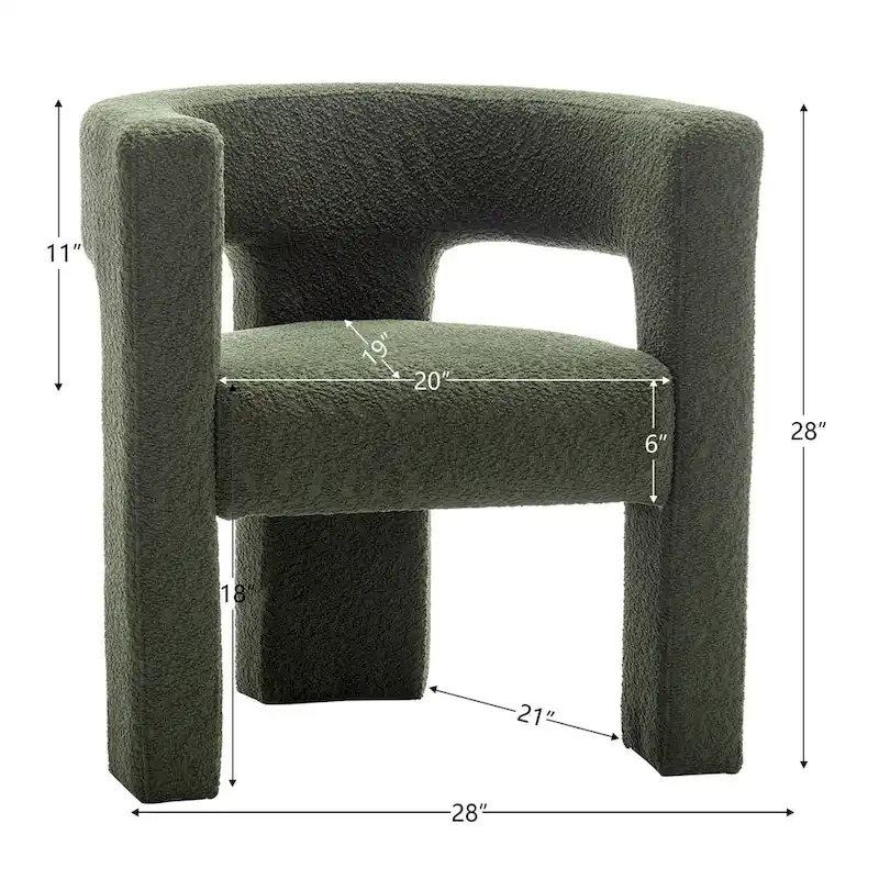 28 Wide Boucle Upholstered Square Armchair