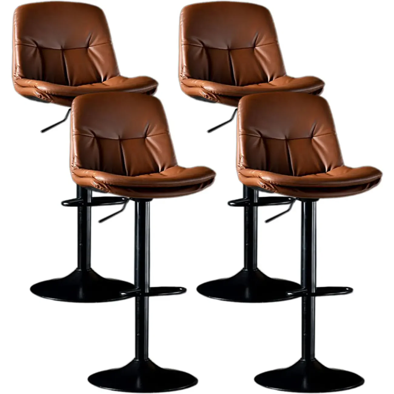 Adjustable Leather Low Back Swivel Bar Stool