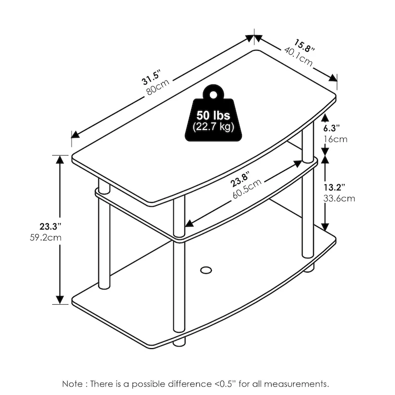 No Tools 3-Tier TV Stands, Columbia Walnut/Black
