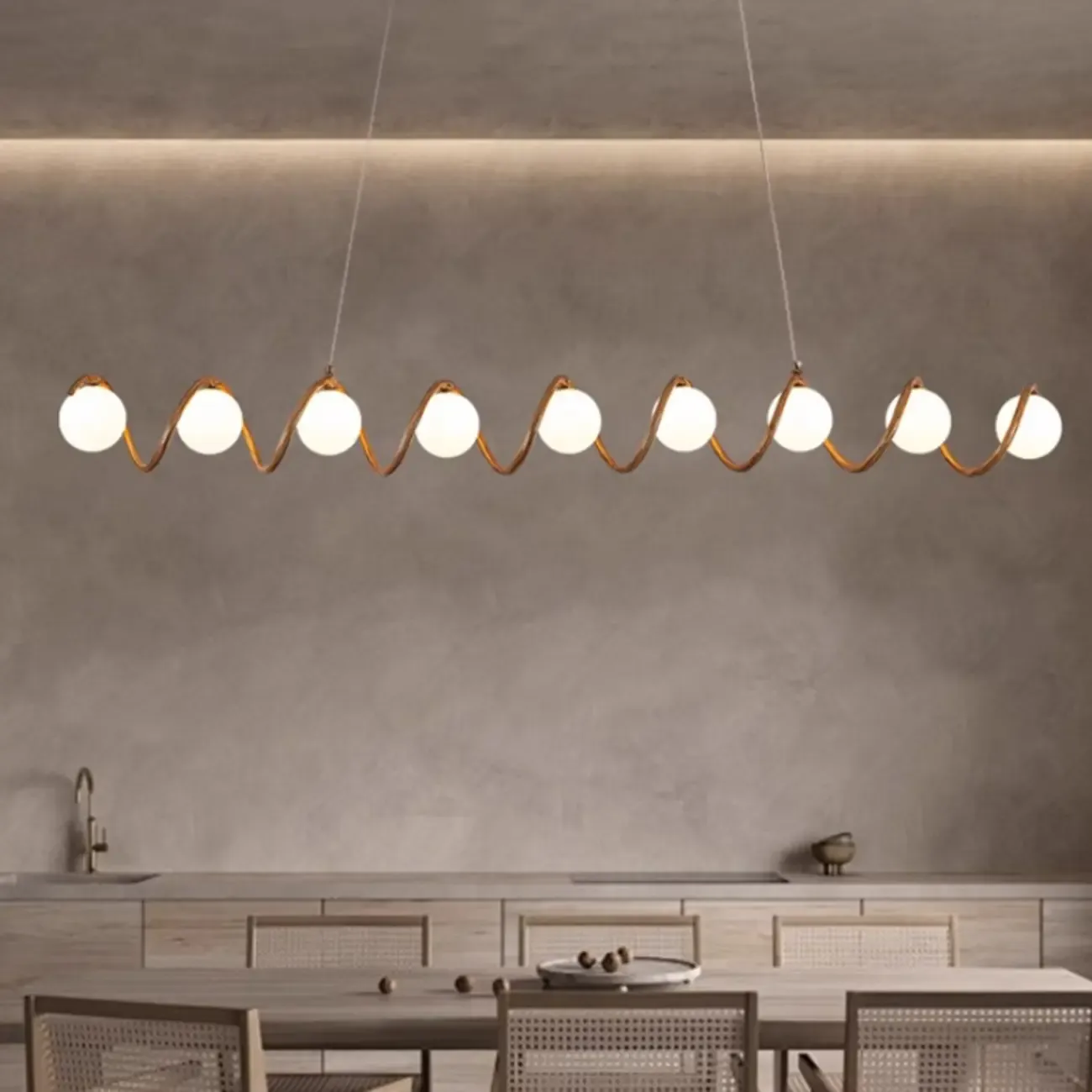 Modern Adjustable Wave Kitchen Island Pendant Light