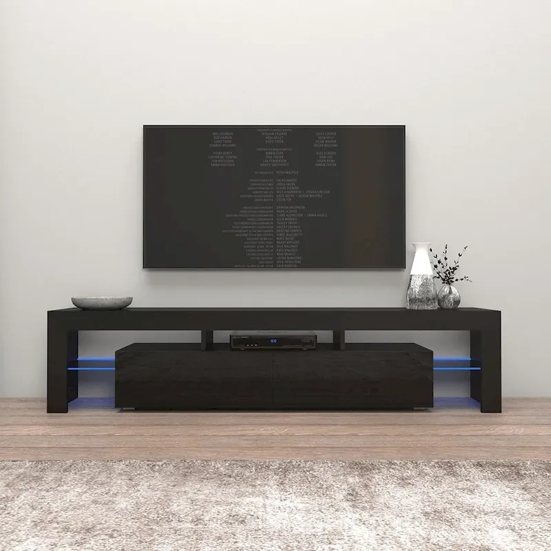 White 79-Inch TV Stand with LED Lights