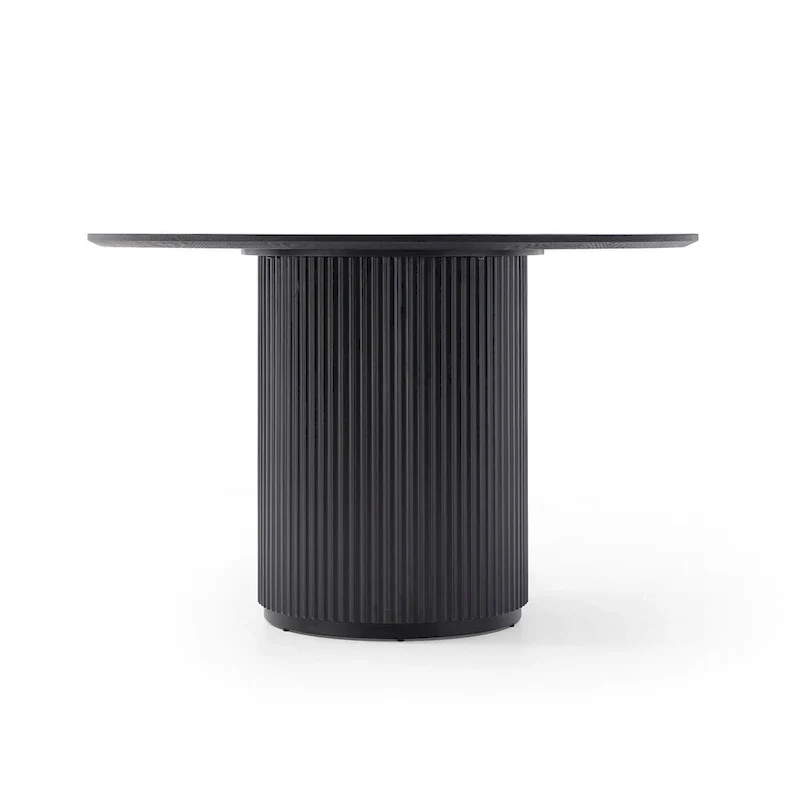 Black Round Dining Table, MDF handcraft Pedestal Dining Room Table