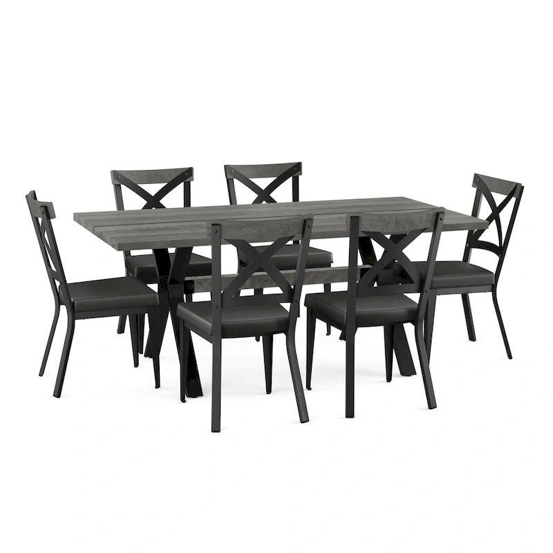 Amisco Leonie Wood Table and Snyder Chairs 7-Pieces Dining Set