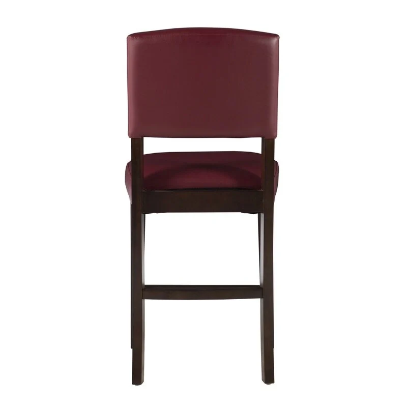 Linon Monte Carlo Stationary Counter Stool, Dark Red Vinyl - N/A