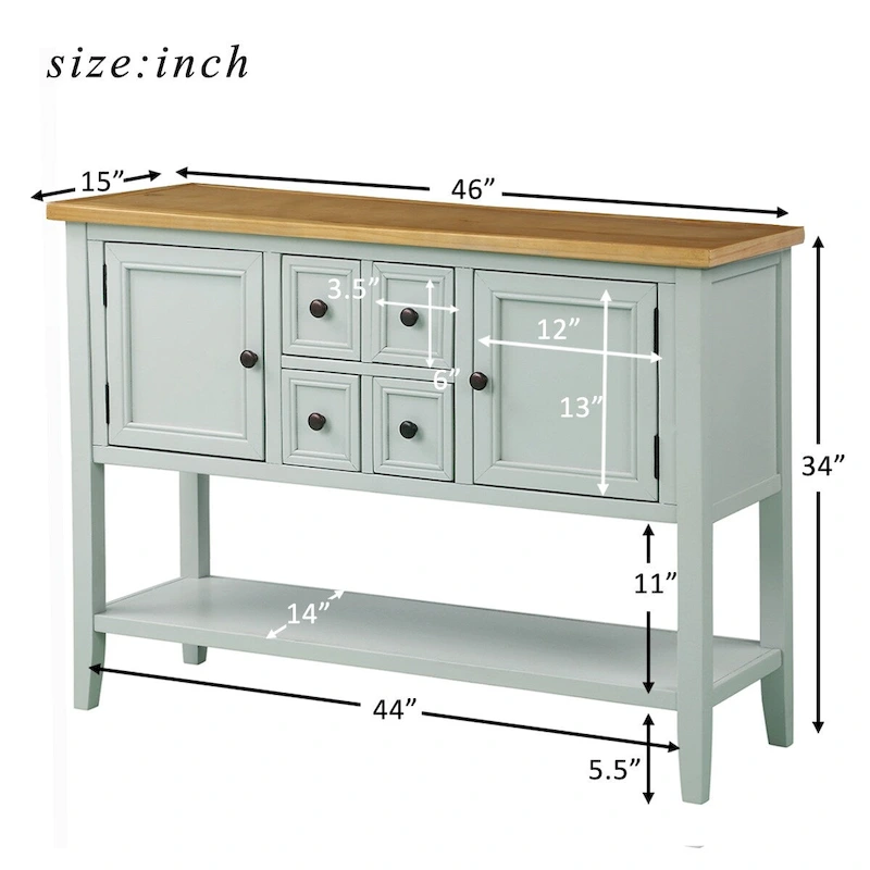 Modern Buffet Sideboard Console Table with Bottom Shelf