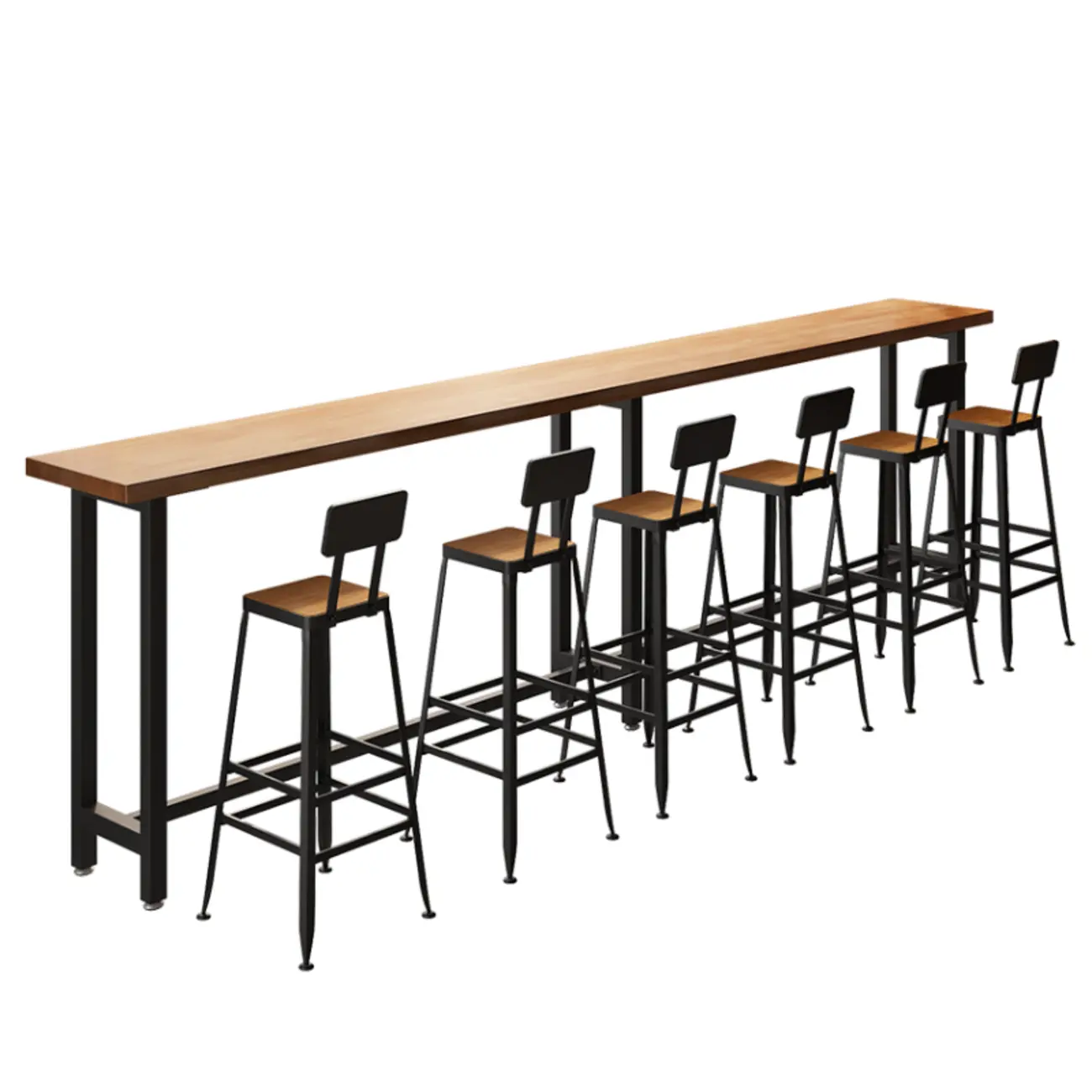 Footrest Natural Wooden Fixed Top Bar Tables