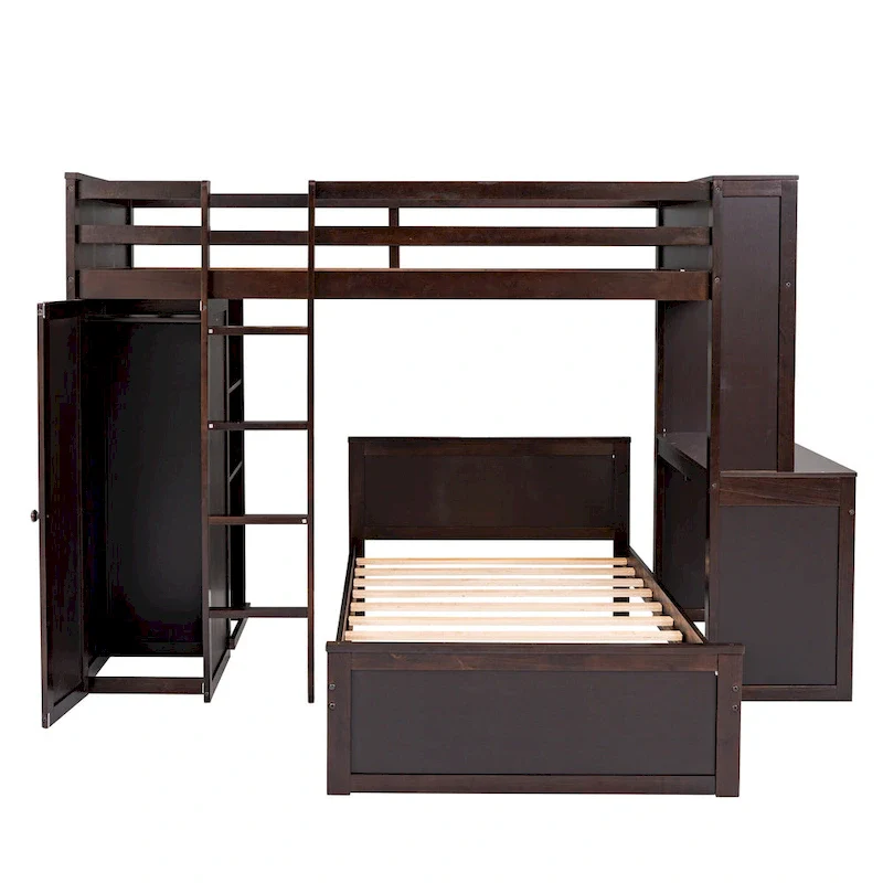 Twin over Twin Pine Loft Bed with Stand-alone