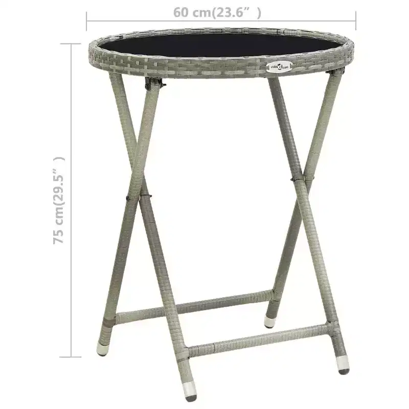 vidaXL Patio Bistro Set Bistro Table 3 Piece Poly Rattan and Tempered Glass