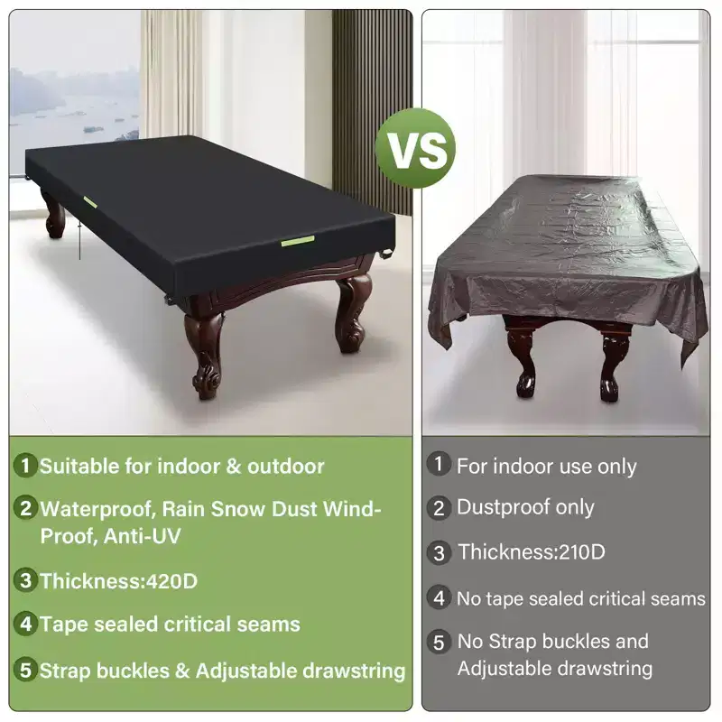 GARPROVM 8Ft Heavy Duty Leatherette Billiard Pool Table Cover Furniture Cover Waterproof