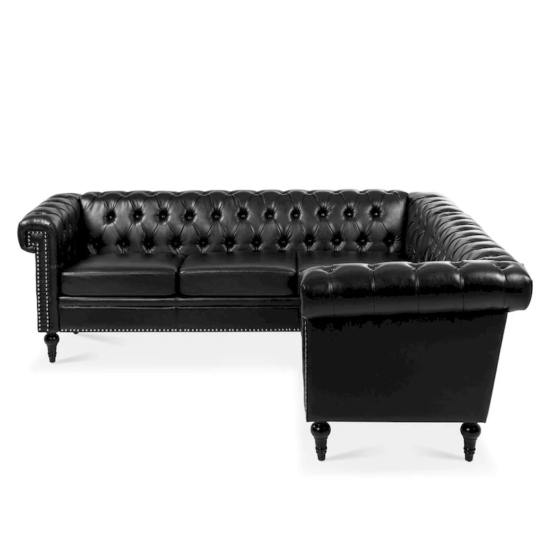 L-Shaped Sectional Sofa with PU Leather Upholstery