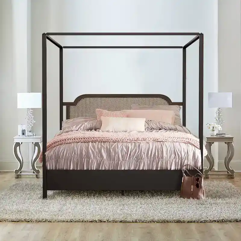 Hillsdale Furniture Melanie Wood and Metal Canopy Bed, Oiled Bronze