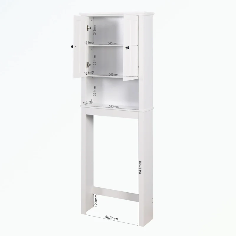 White Over-Toilet Storage Cabinet, 2-Door, Single Person Assembly