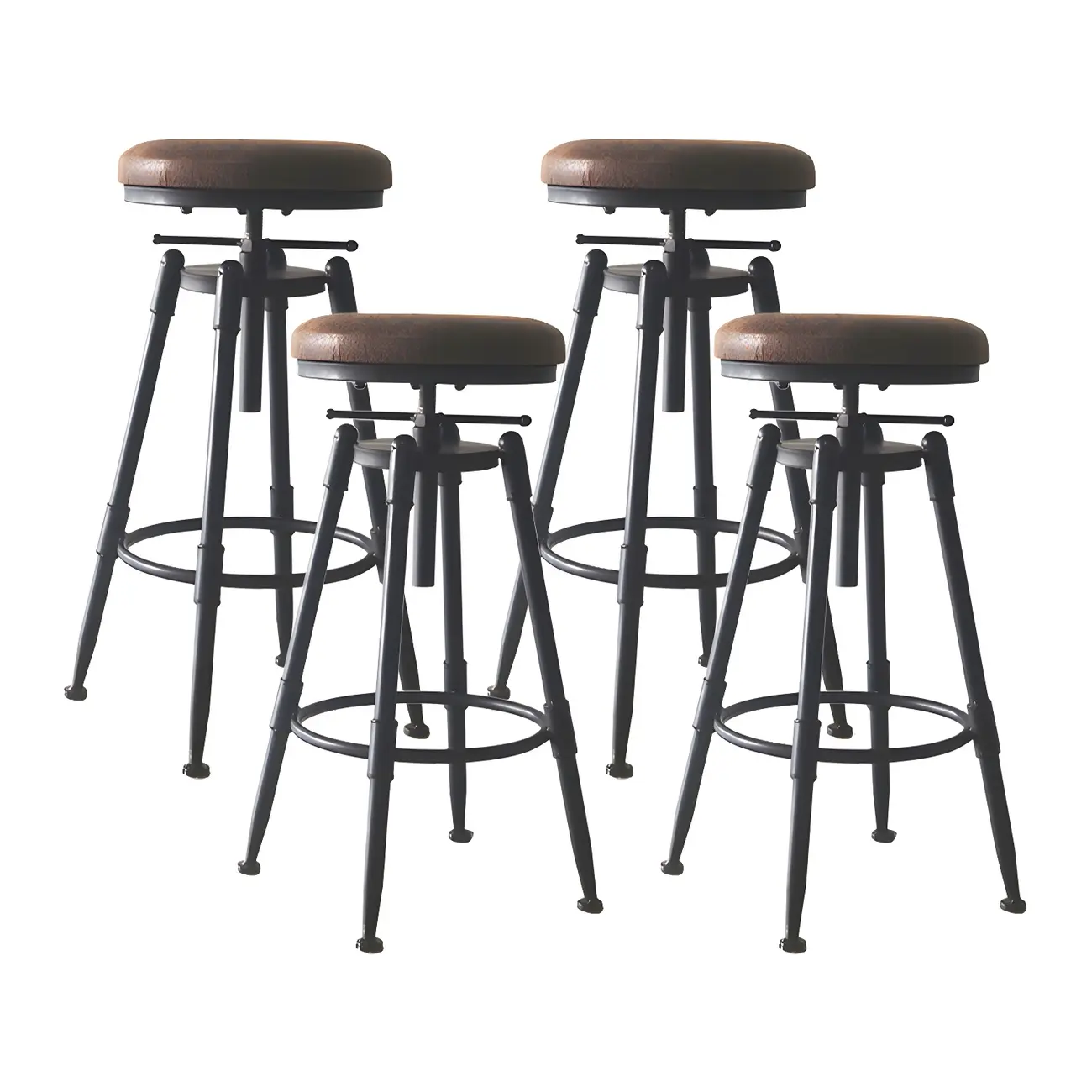 Industrial Metal Leather Swivel Bar Stools with Back