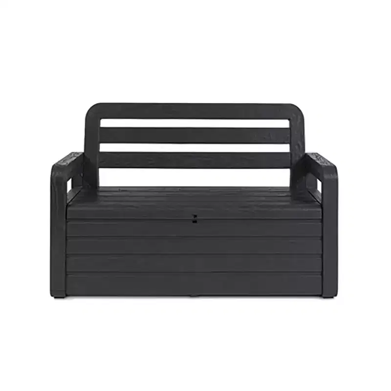 Toomax Foreverspring UV Weather Defiant Lockable Box Chest Bench for Outdoor Pool Patio Furniture and Deck Storage Bin, 70 Gallon Anthracite