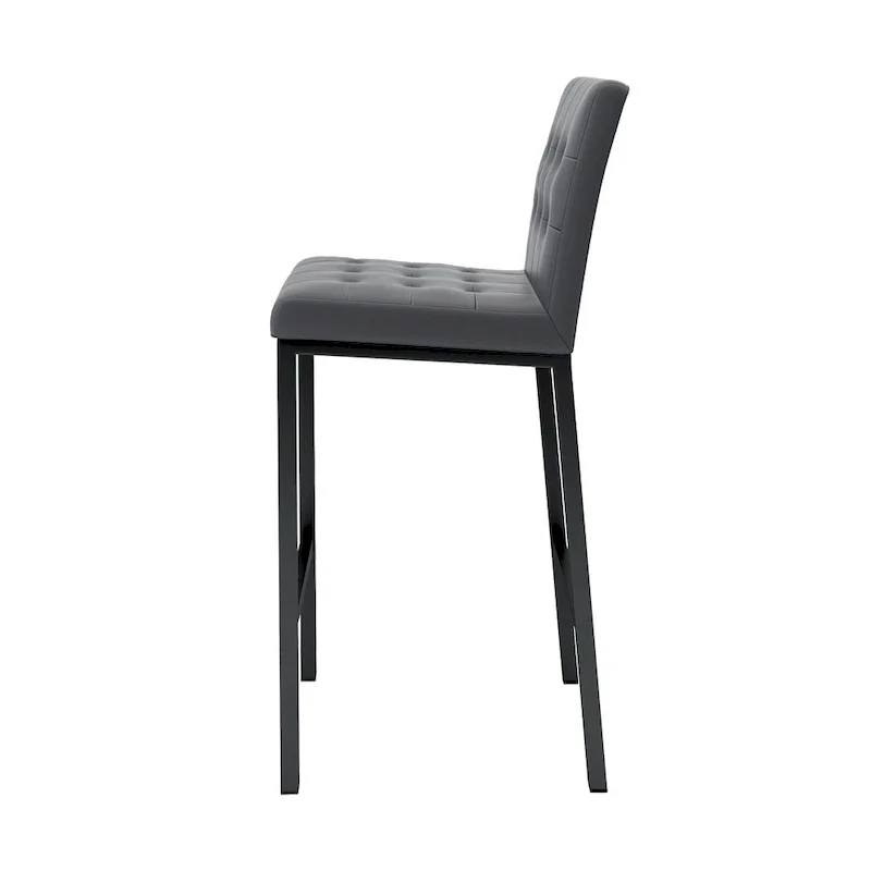 Modern High Bar Stools Set of 2, Kitchen Stool Island with PU Backrest, Gaming Chair with Metal Legs and Footstool