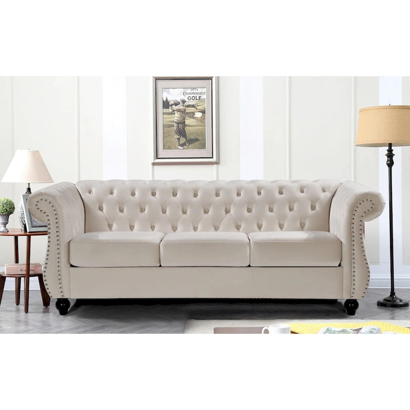 Kemos Velvet Chesterfield Sofa