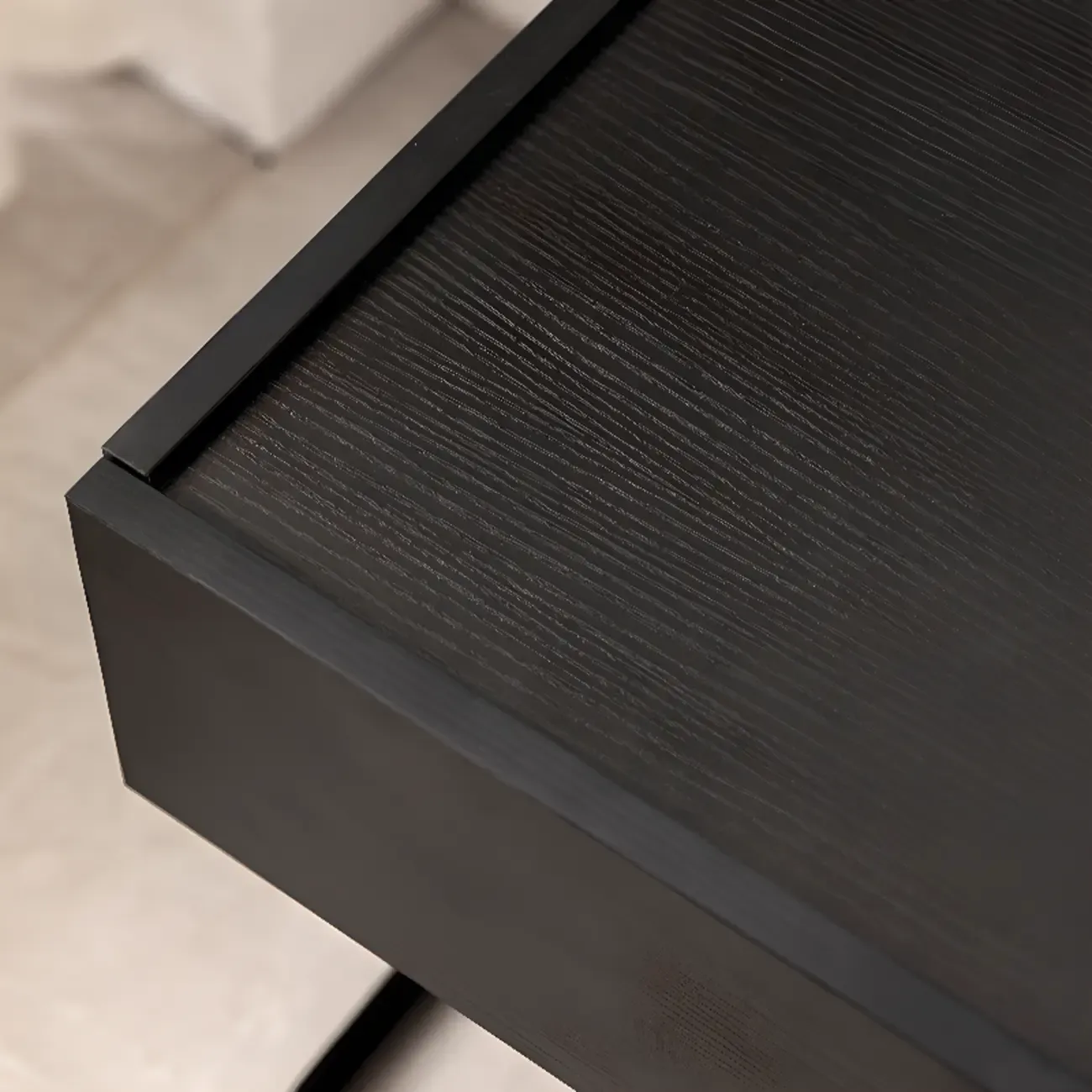 Modern Black Wood Compact Drawer Nightstand
