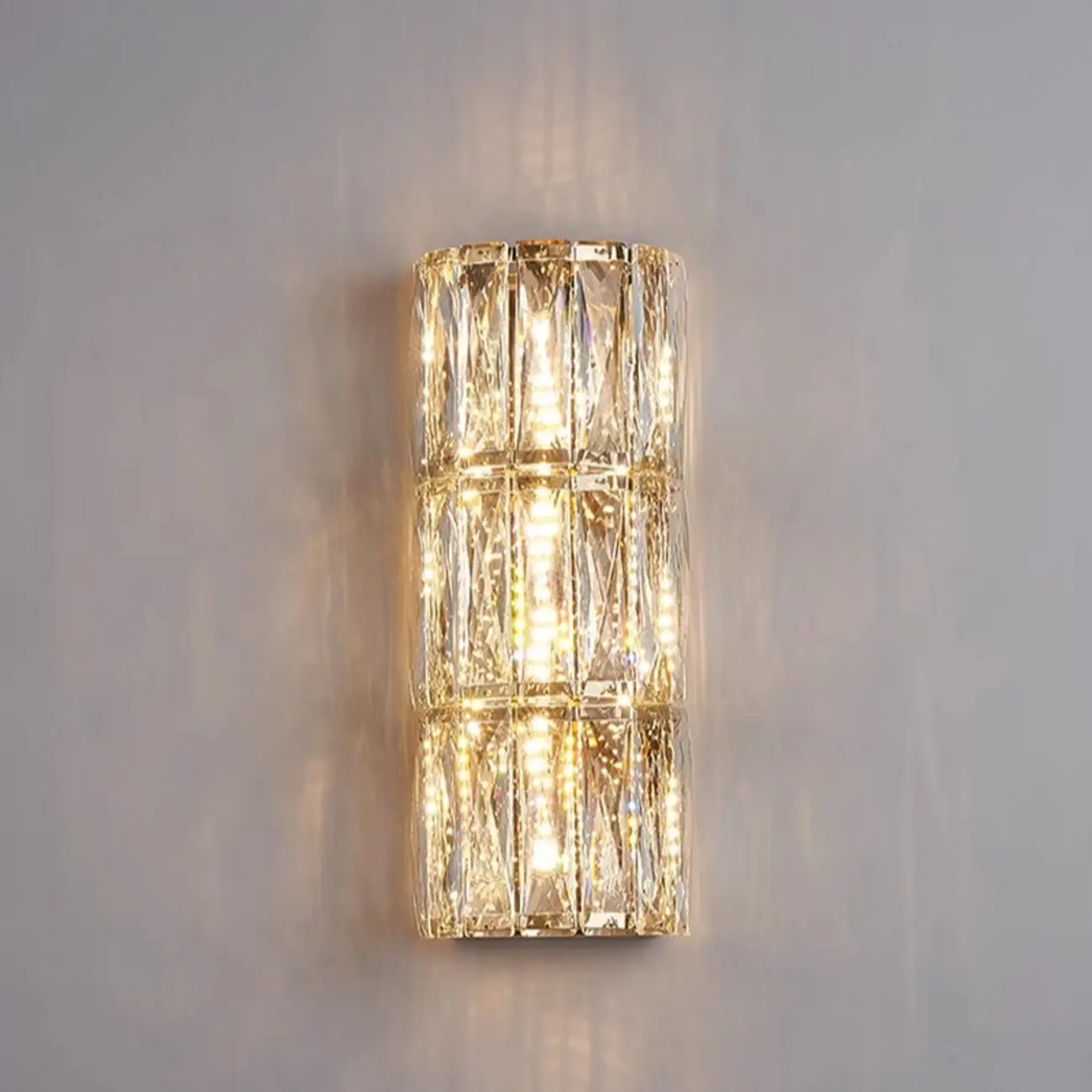 Direct-wired Steel Wall Sconce with Crystal Shade
