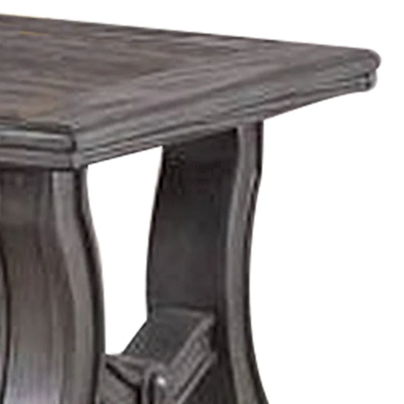 26 Inch Contemporary End Table, Flared Legs, Beveled, Platinum Gray