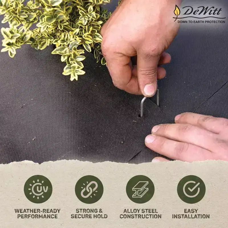 DeWitt 6 Inch U-Shaped Steel Anchoring Pins for Garden & Landscaping, 500 Count