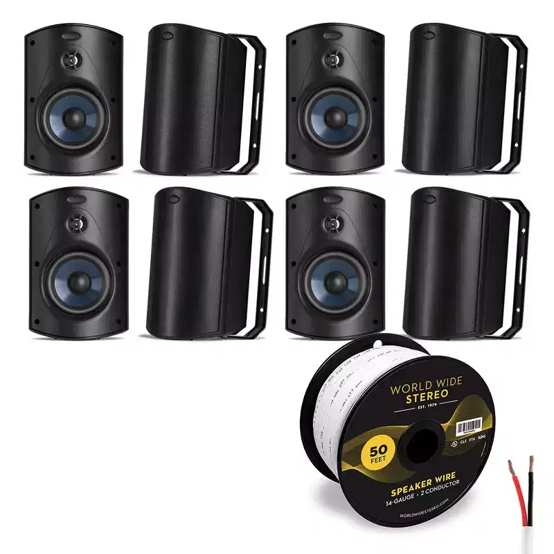 Polk Audio Atrium 5 All Weather Outdoor Loudspeaker Cable Bundle - 8 Pack