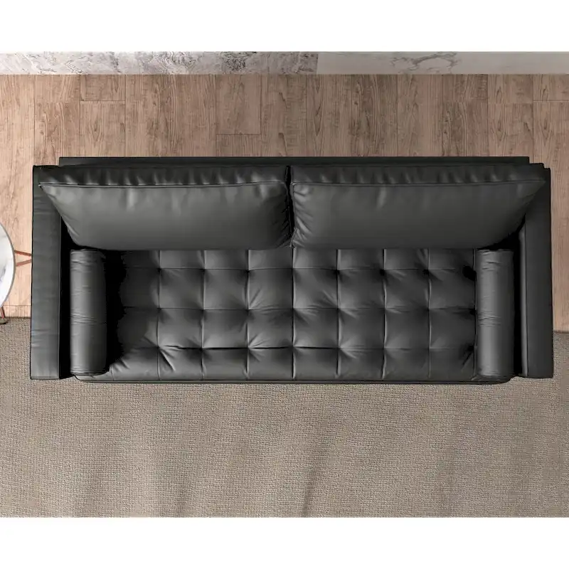 US Pride Faux Leather Mid-century Modern Sofa