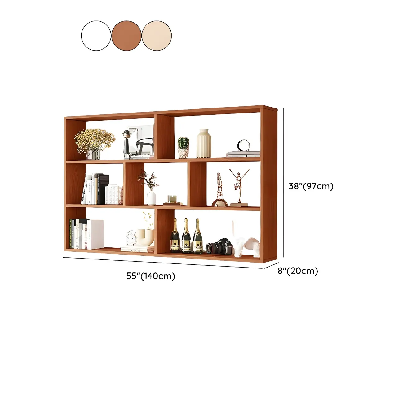 White Wall-Mounted Cube Wood Display Bookcase