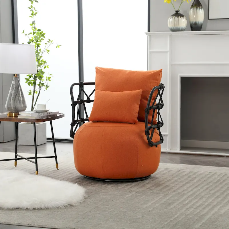 Upholstered Accent Chair with Metal Base