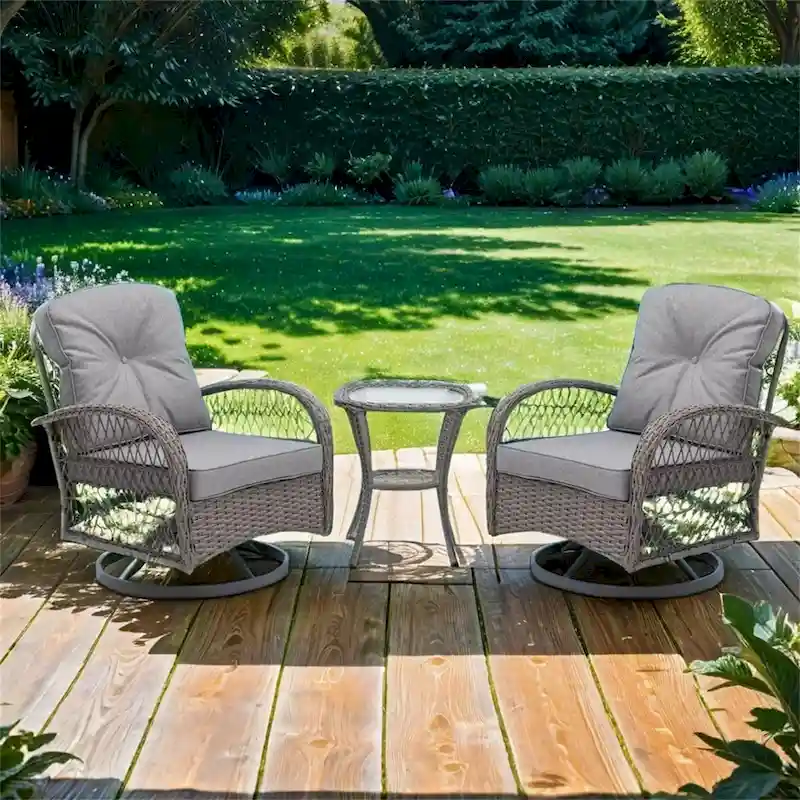 Outdoor Swivel Rocker Patio Chairs,360 Degree Rocking Patio Set,3PCS