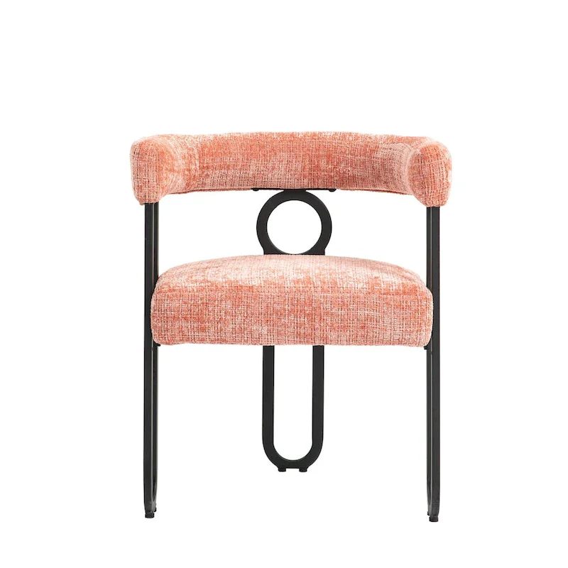 Pink 23.62 Upholstered Barrel Chair with Black Iron Frames