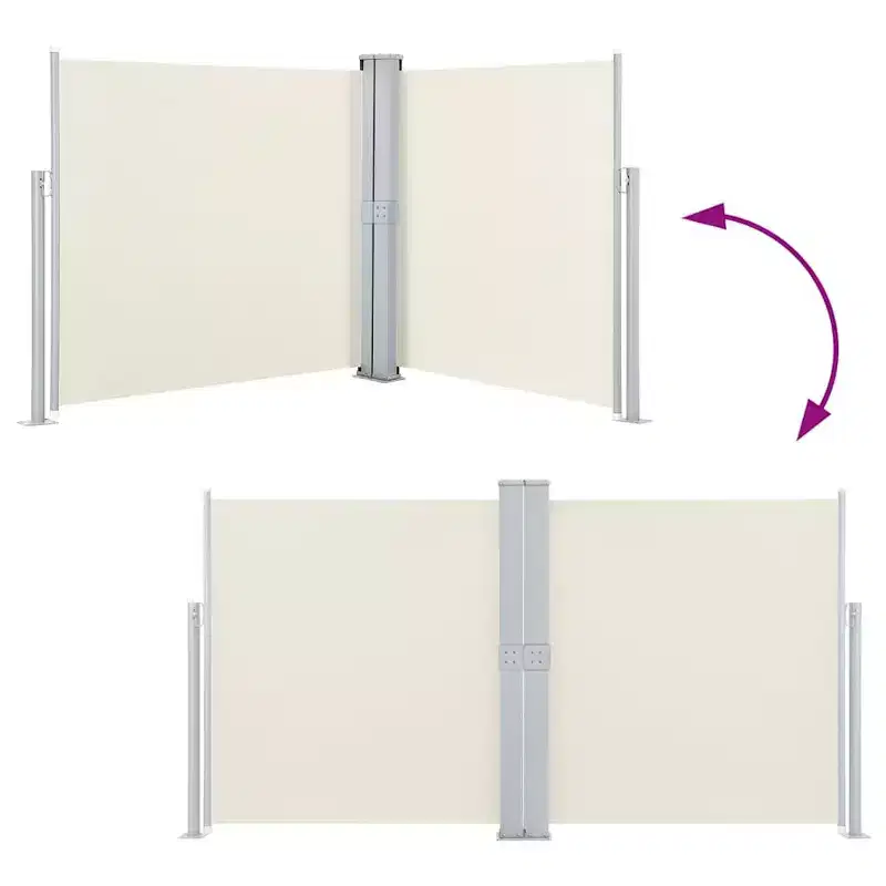 vidaXL Side Awning Cream Polyester with PU coating 55.1 x 393.7 in