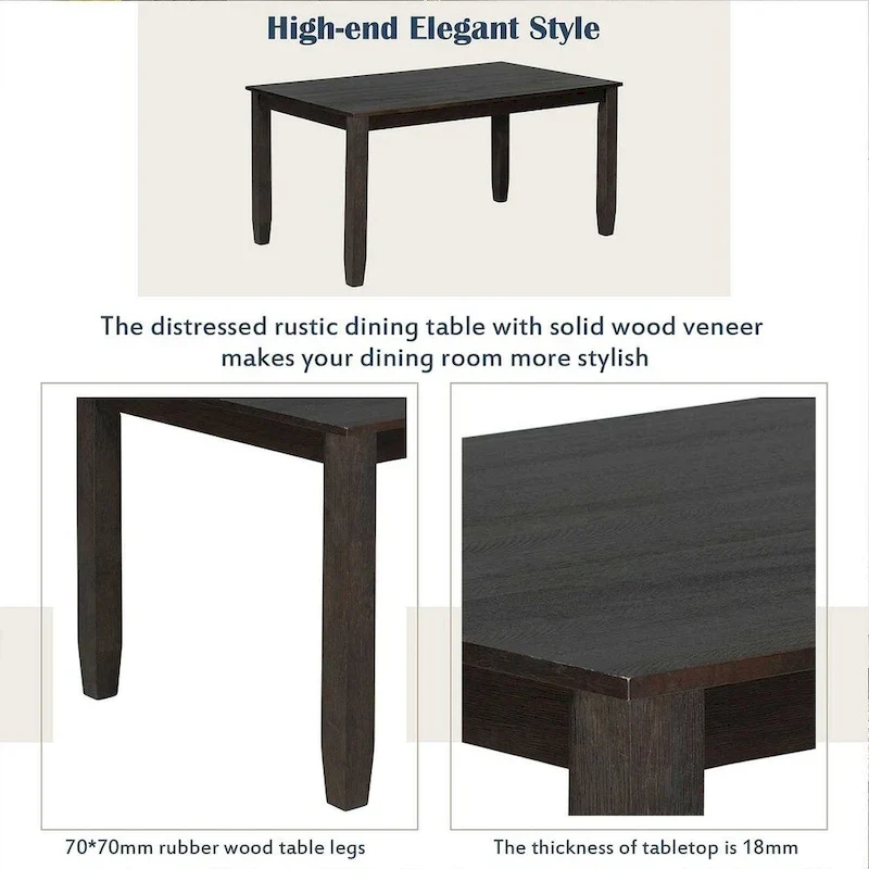 6-Piece Dining Room Table Set with 4 Chairs & a Bench