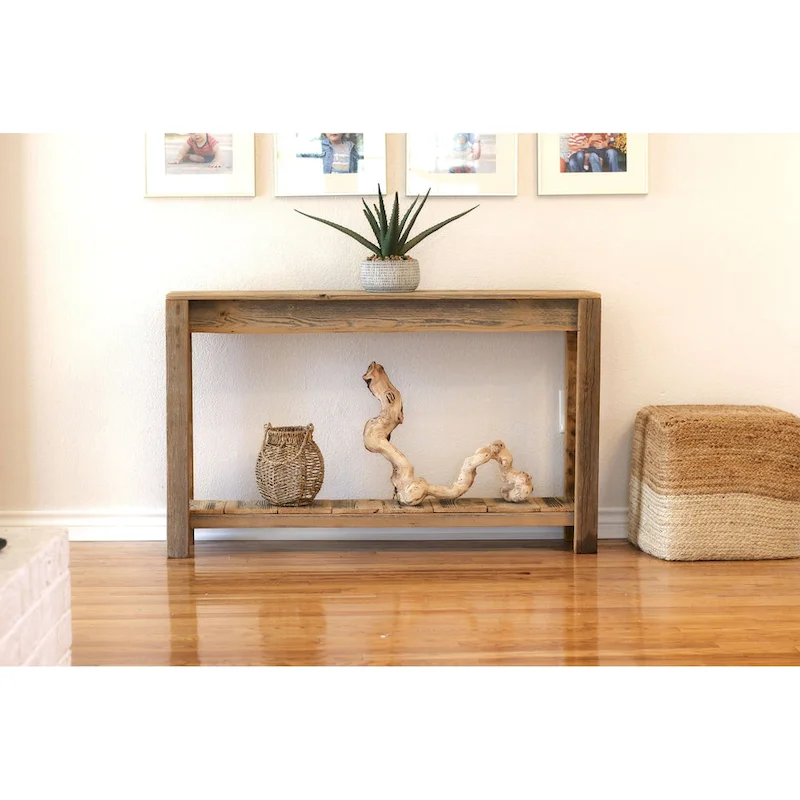 Natural Unfinished Minimilist Console Table