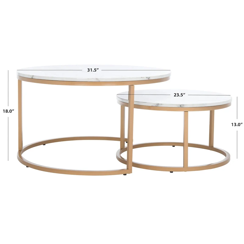 SAFAVIEH Elberta 2 Round Nesting Coffee Table - 43 L x 36 D x 18 H - 32Wx32Dx18H