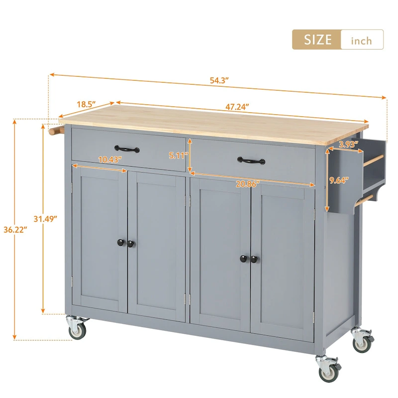 Homestyles Kitchen Island Finish with Wood Top Kitchen Cart