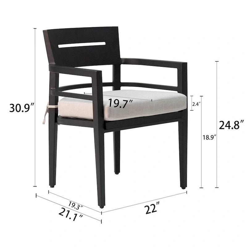 Patio Aluminum Chairs with Tapered Feet and Cushions (Set of 4)
