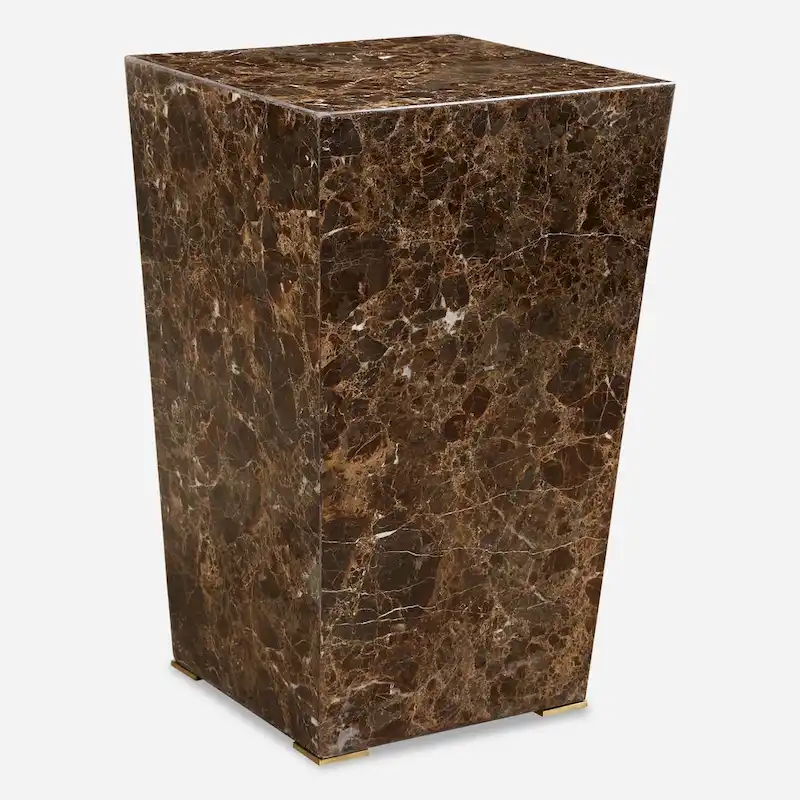 14-Inch Wide Marble Accent Table with Stainless Steel Legs