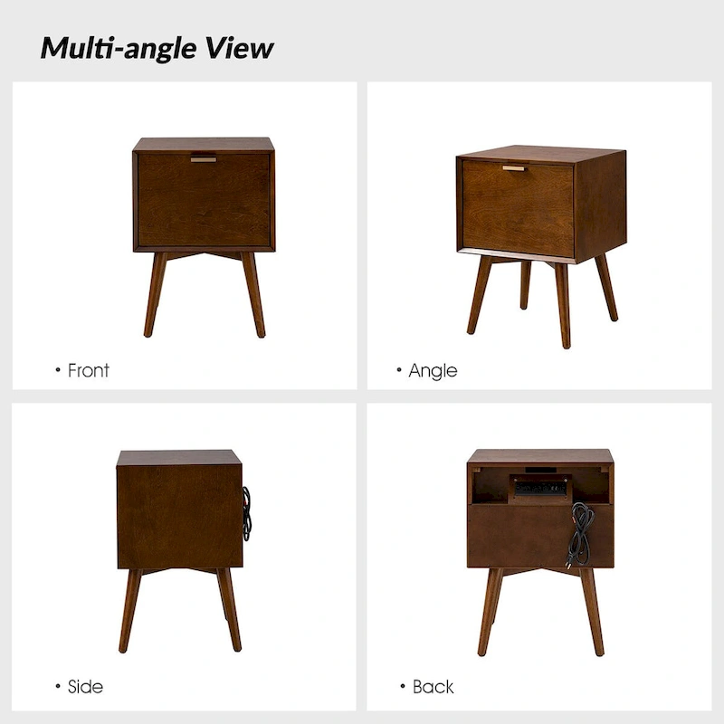 Isabel Mid-century 2- Drawer Wood Nightstand Sets of 2 by HULALA HOME