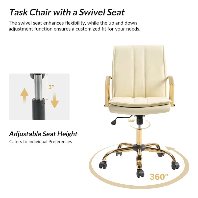 Modern Leather Rocking Office Chair with Metal Base