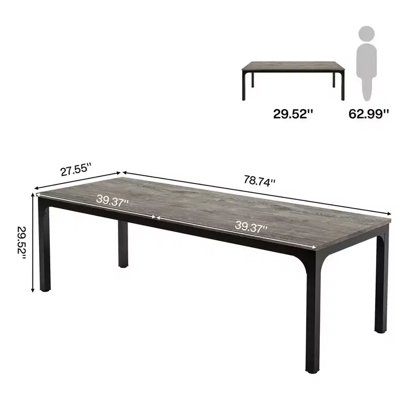 MAYEERTY 78.7 6-8 Person Rustic Dining Table, Waterproof Scratch Resistant Modern Kitchen & Office Table