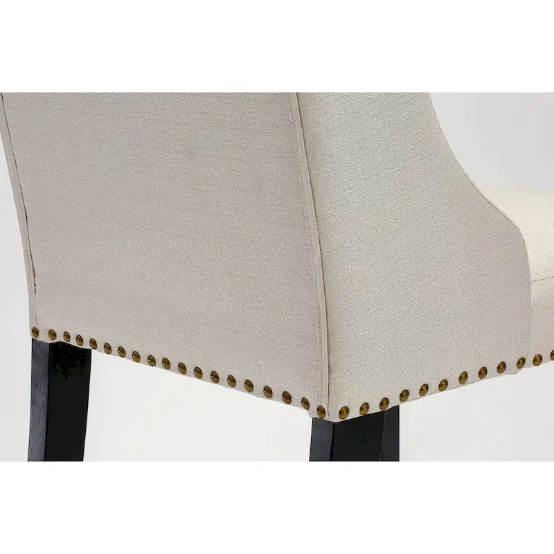 East West Furniture Parson Kitchen Chairs - Button Tufted Nailhead Upholstered Dining Chairs, Set of 2, (Finish & Upholstered)