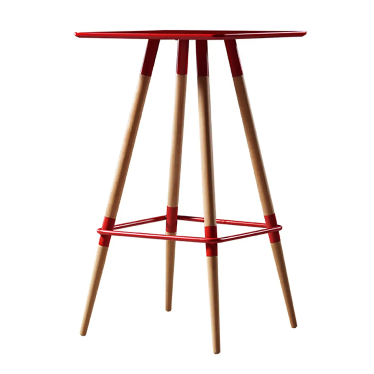 Modern Red Wooden Square Pub Tables